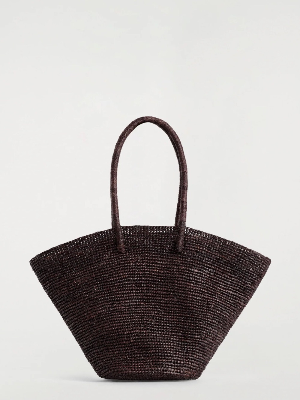 COS handwoven market raffia tote - dark brown